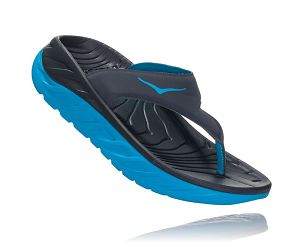 Hoka One One ORA Recovery Flip Womens Recovery Sandals Ebony/Dresden Blue | AU-1038752